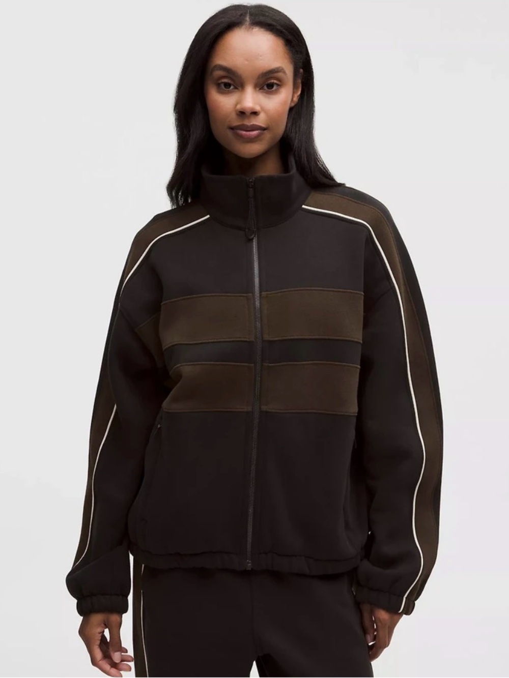 lululemon athletica Black Jacket with Brown Panel Accents